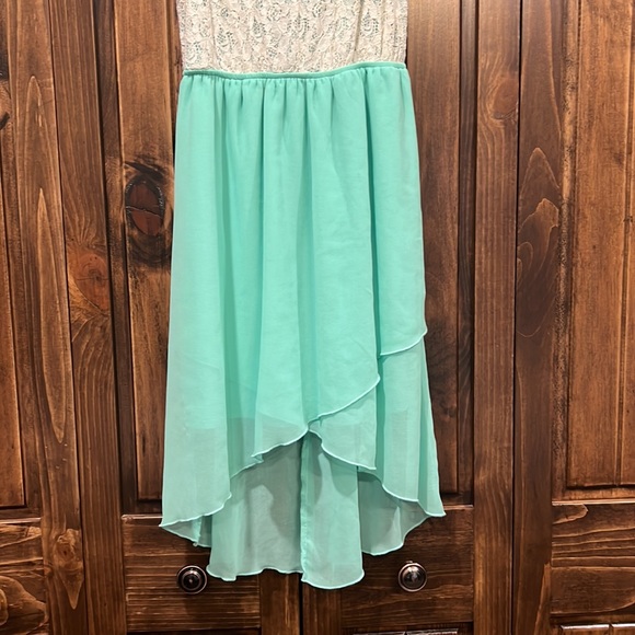 Ladies Rue21 Medium Spring Dress White Lace Turquoise Flowy - Picture 3 of 6